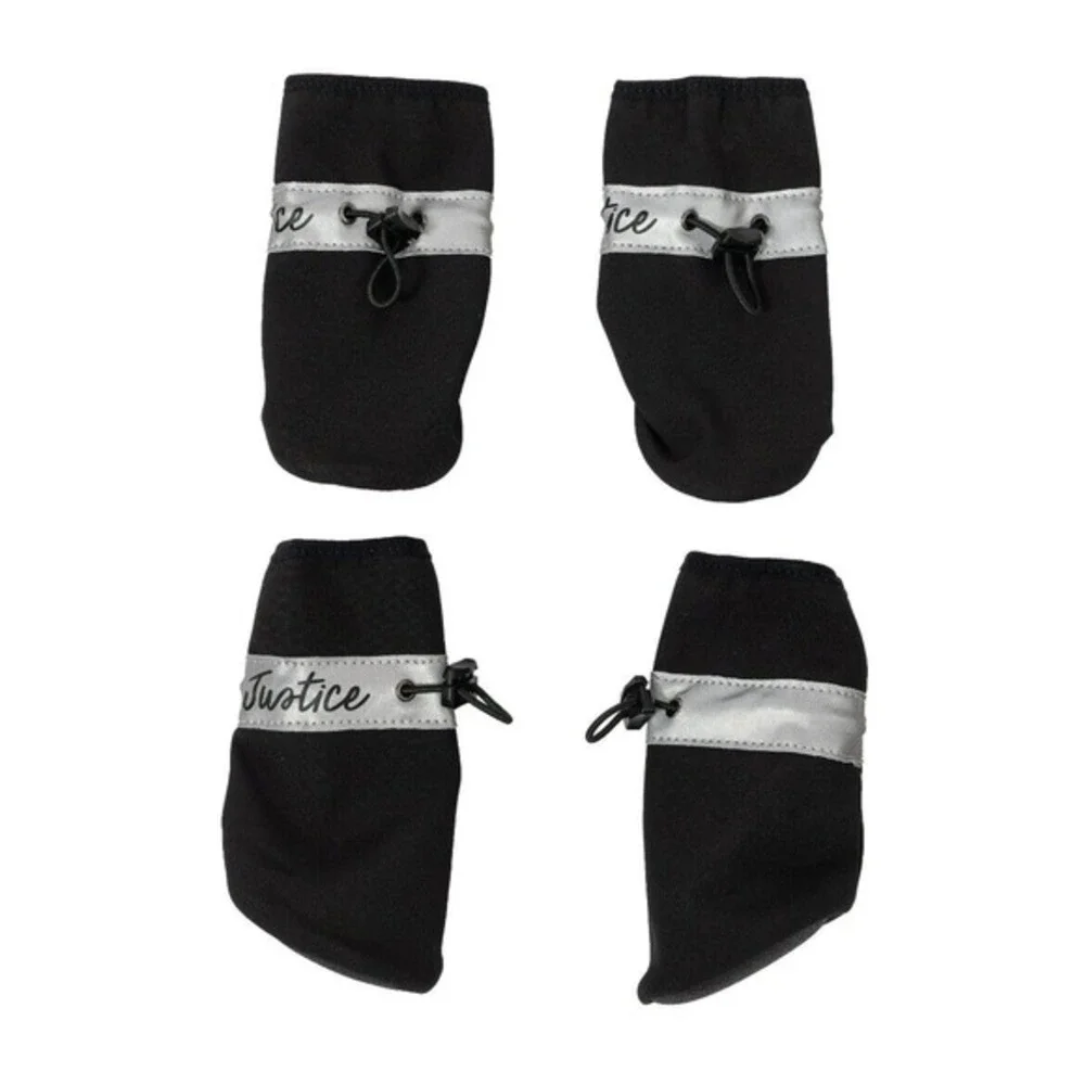 NWT Justice Reflective Booties For Pets Black Silver Dogs Cats Size‎ S